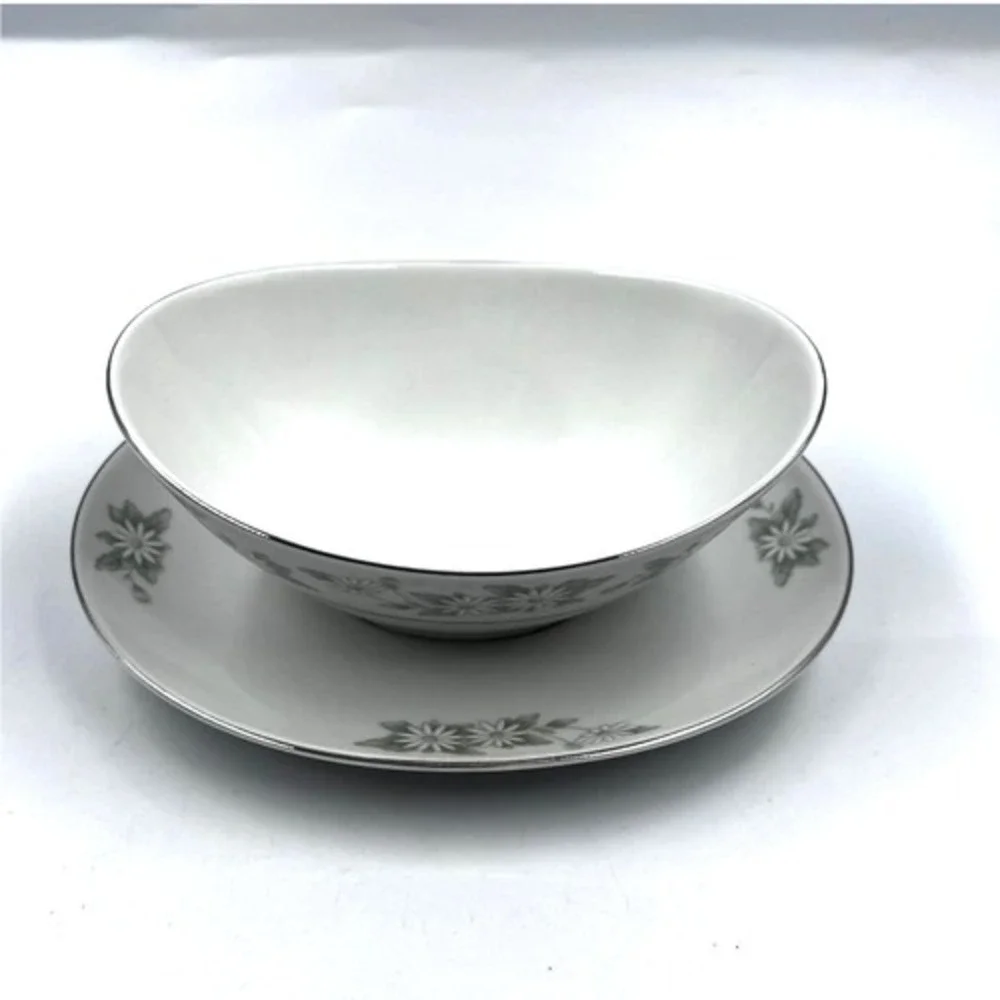 Mikasa Vintage Gravy Boat Bowl On Plate‎ Set Daisy Pattern China Piece